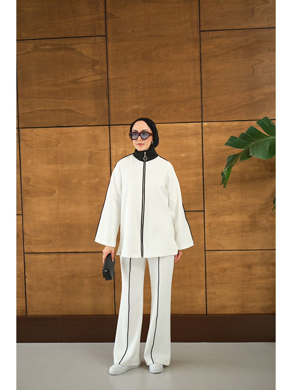 Kadın Reglan Kollu İkili Takım Beyaz-3