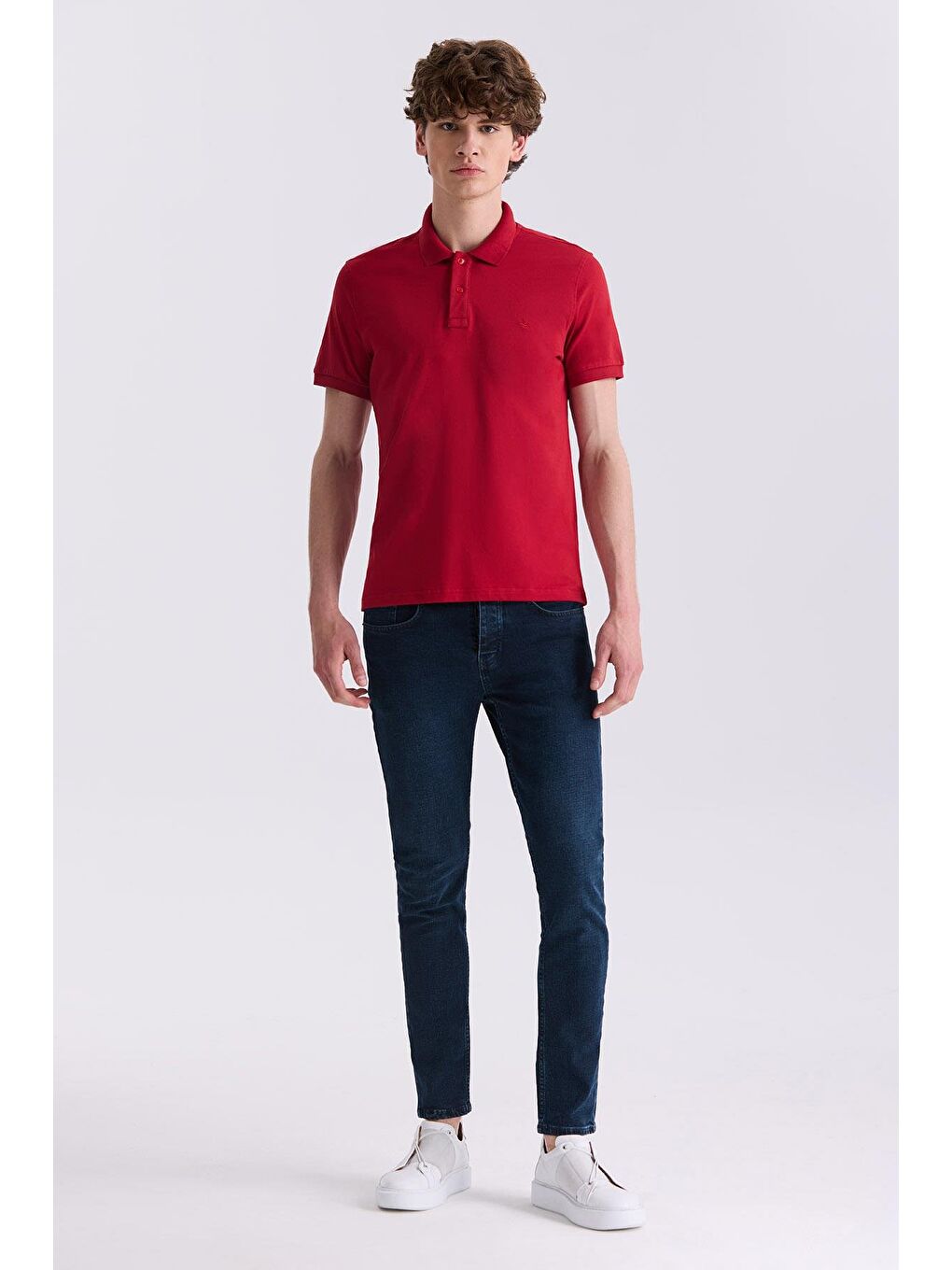 Kırmızı Slim Fit Polo Yaka T-Shirt-1
