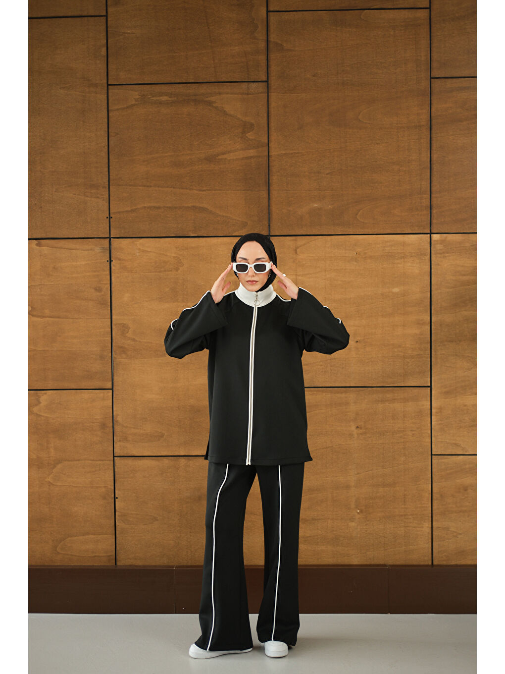 Kadın Reglan Kollu İkili Takım Siyah-1