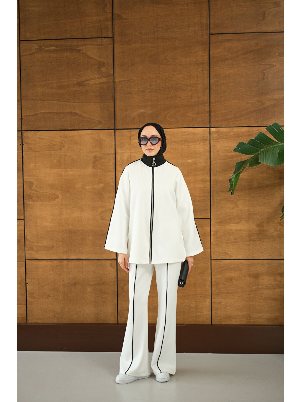 Kadın Reglan Kollu İkili Takım Beyaz-4