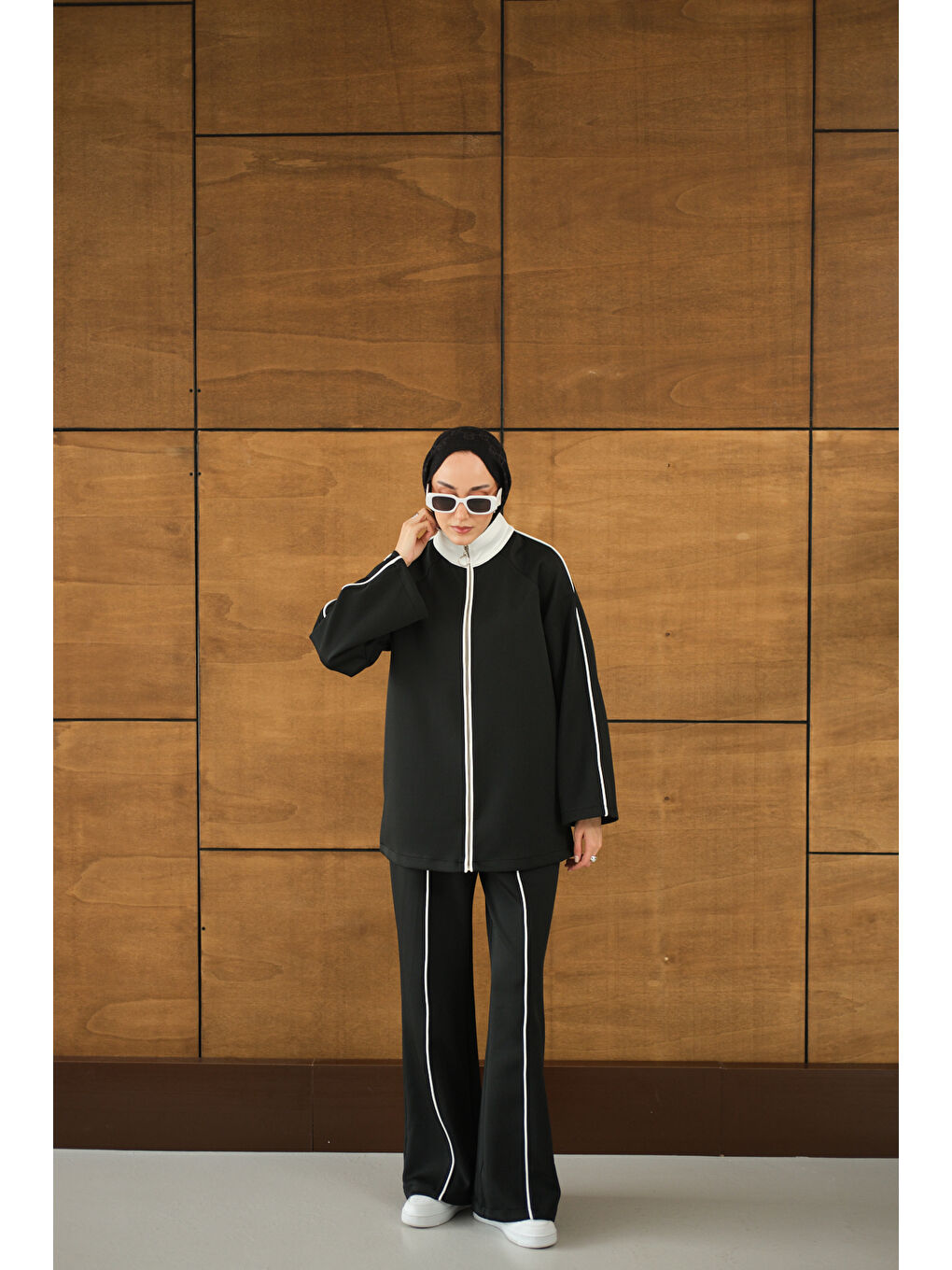 Kadın Reglan Kollu İkili Takım Siyah-2