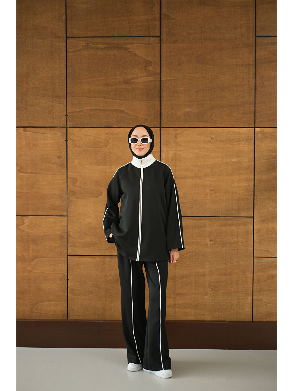 Kadın Reglan Kollu İkili Takım Siyah-4