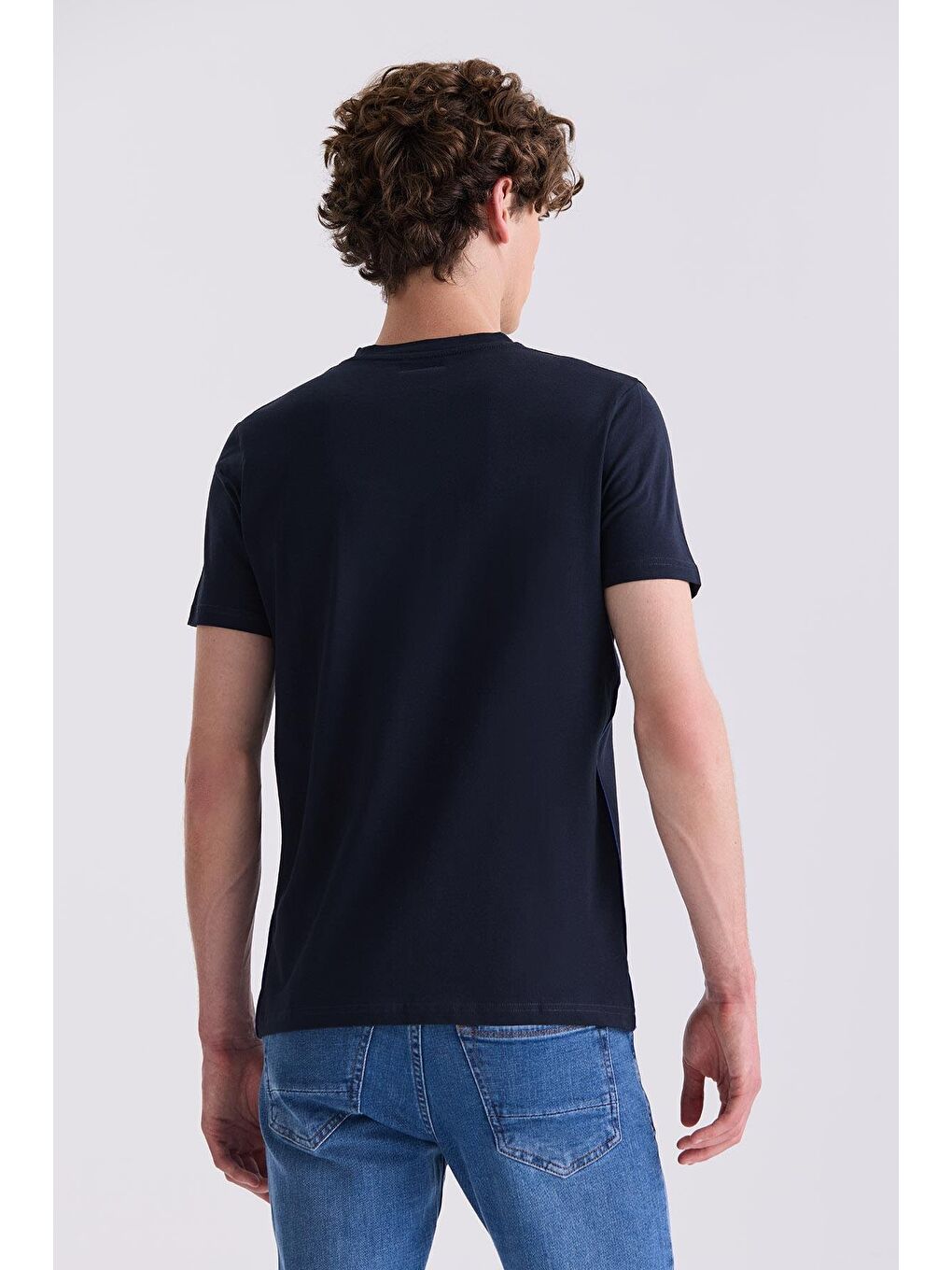 Lacivert Slim Fit Bisiklet Yaka T-Shirt-3