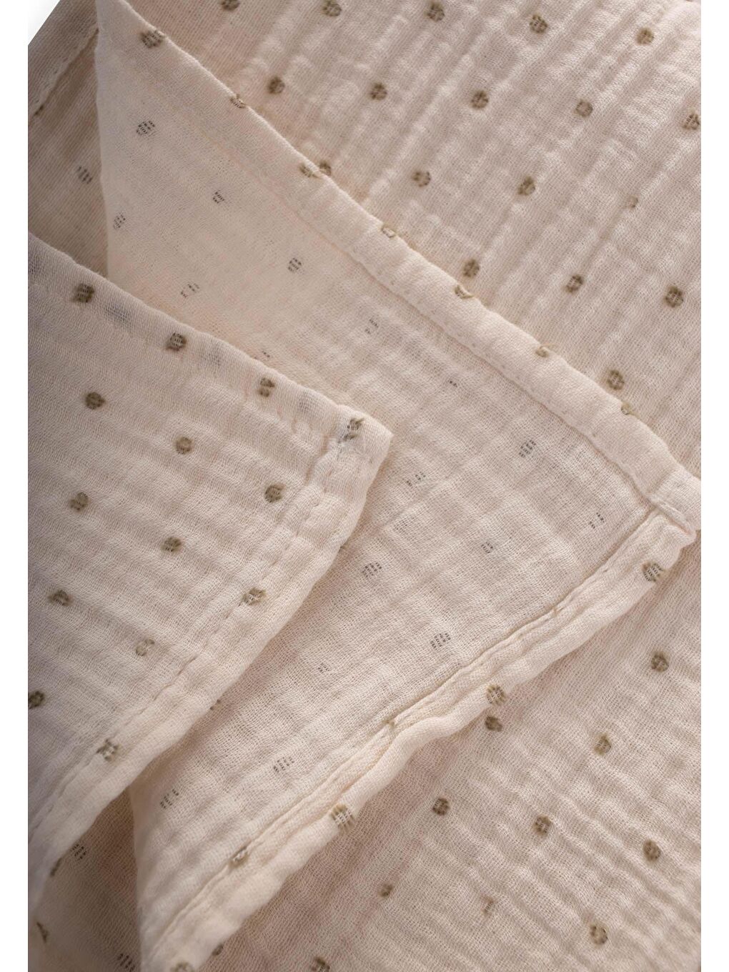 Naturel Puantiyeli Müslin Battaniye 90X100 Cm Haki Yeşil-2