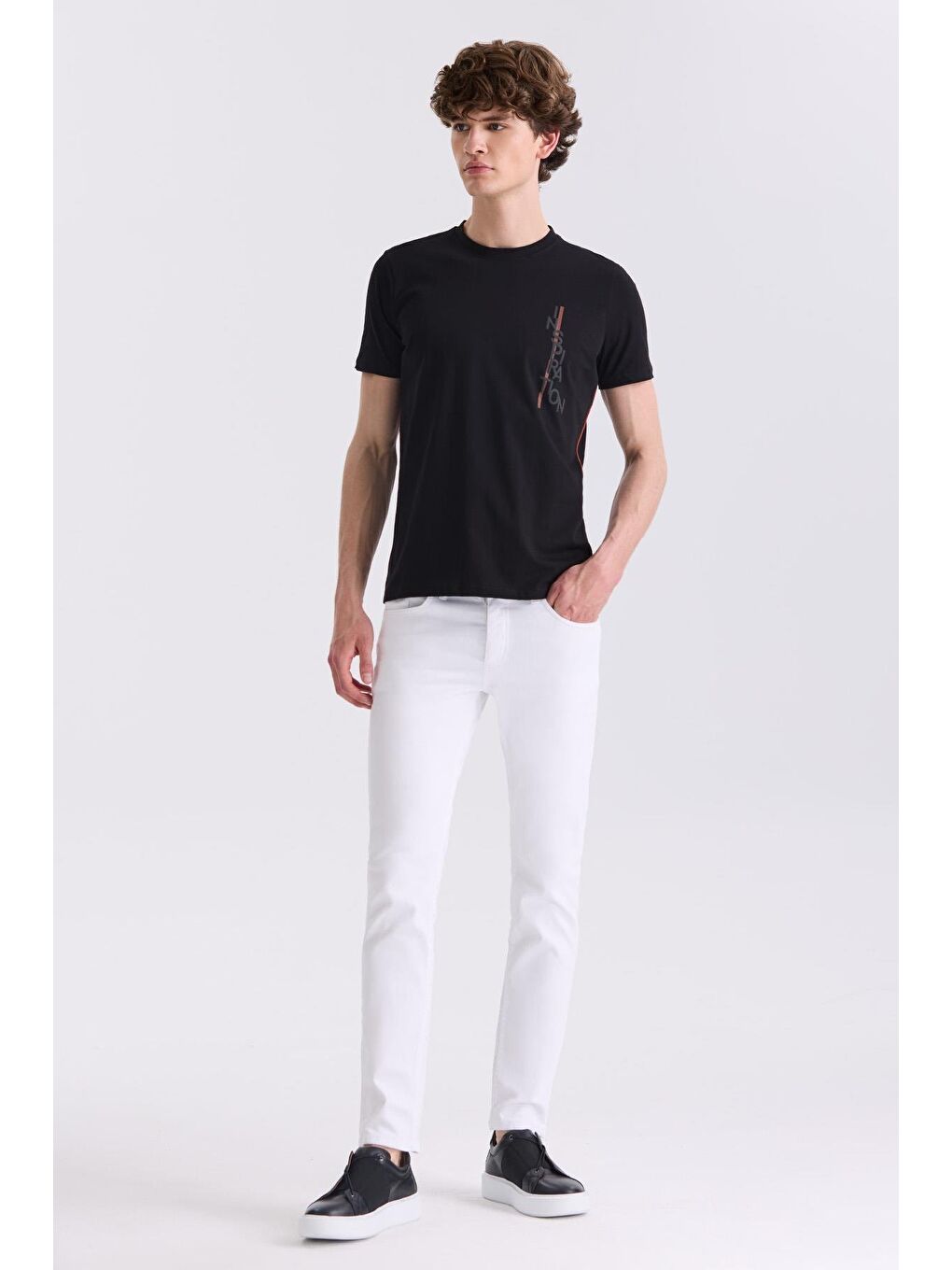 Siyah Slim Fit Bisiklet Yaka T-Shirt-1