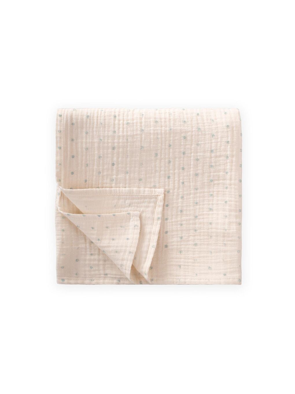 Naturel Puantiyeli Müslin Battaniye 90X100 Cm Mint Yeşili