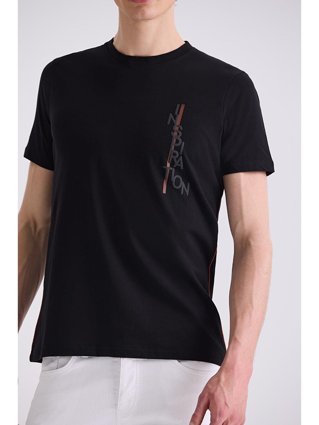Siyah Slim Fit Bisiklet Yaka T-Shirt-2