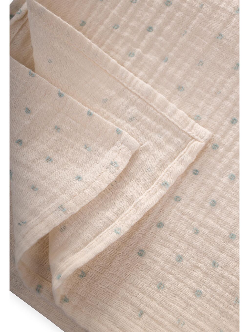 Naturel Puantiyeli Müslin Battaniye 90X100 Cm Mint Yeşili-2