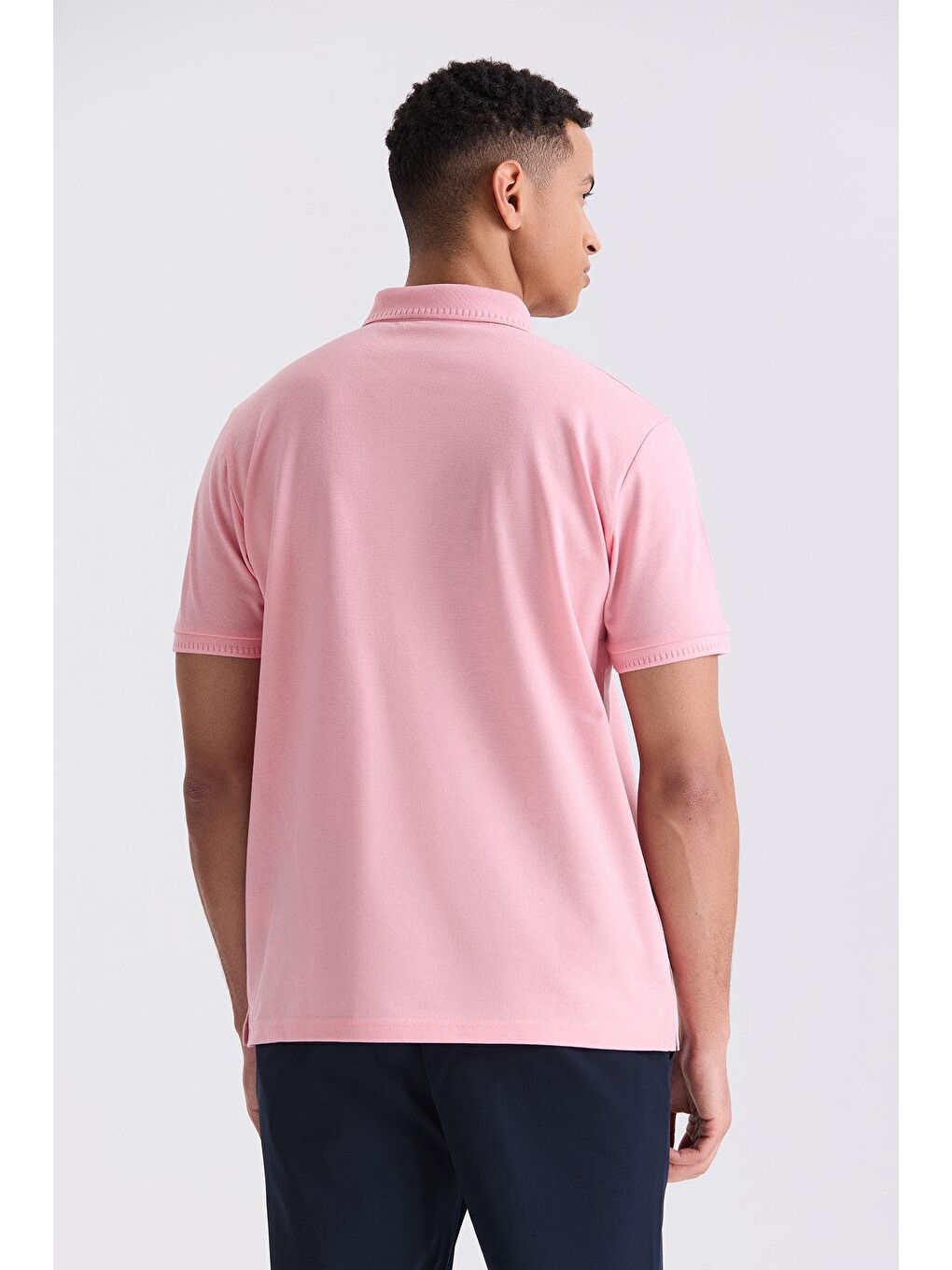 Pembe Slim Fit %100 Pamuk Merserize Polo Yaka T-Shirt-3