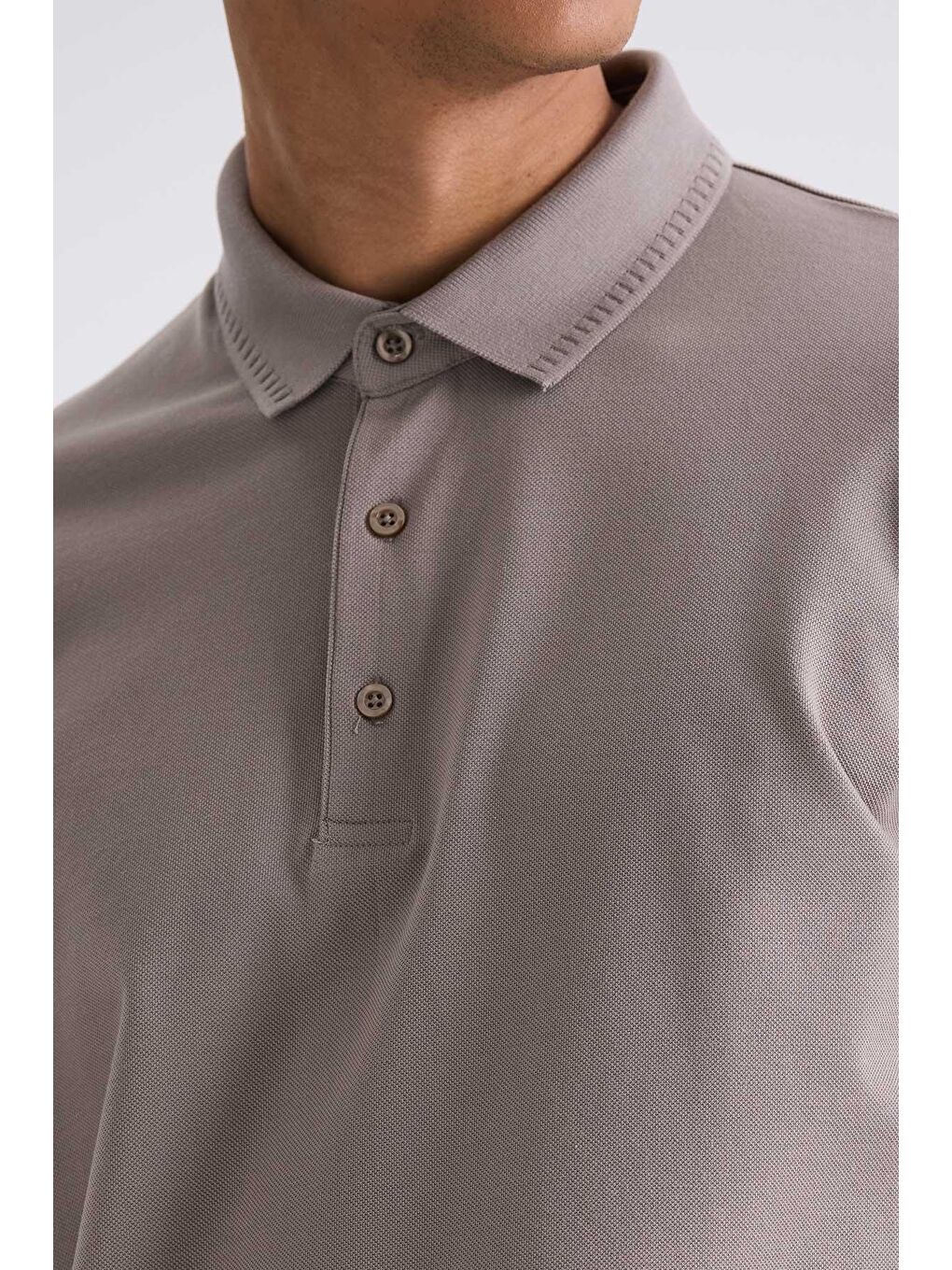 Bej Kum Slim Fit %100 Pamuk Merserize Polo Yaka T-Shirt-2