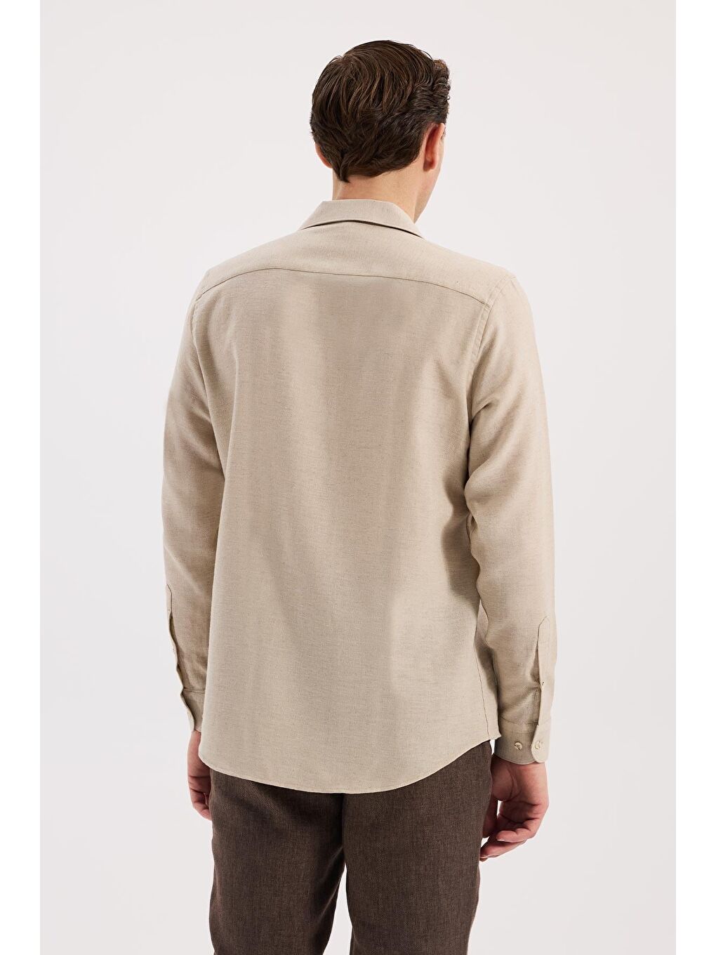 Bej Oversize Cepli Pamuk Karışımlı Gömlek-3