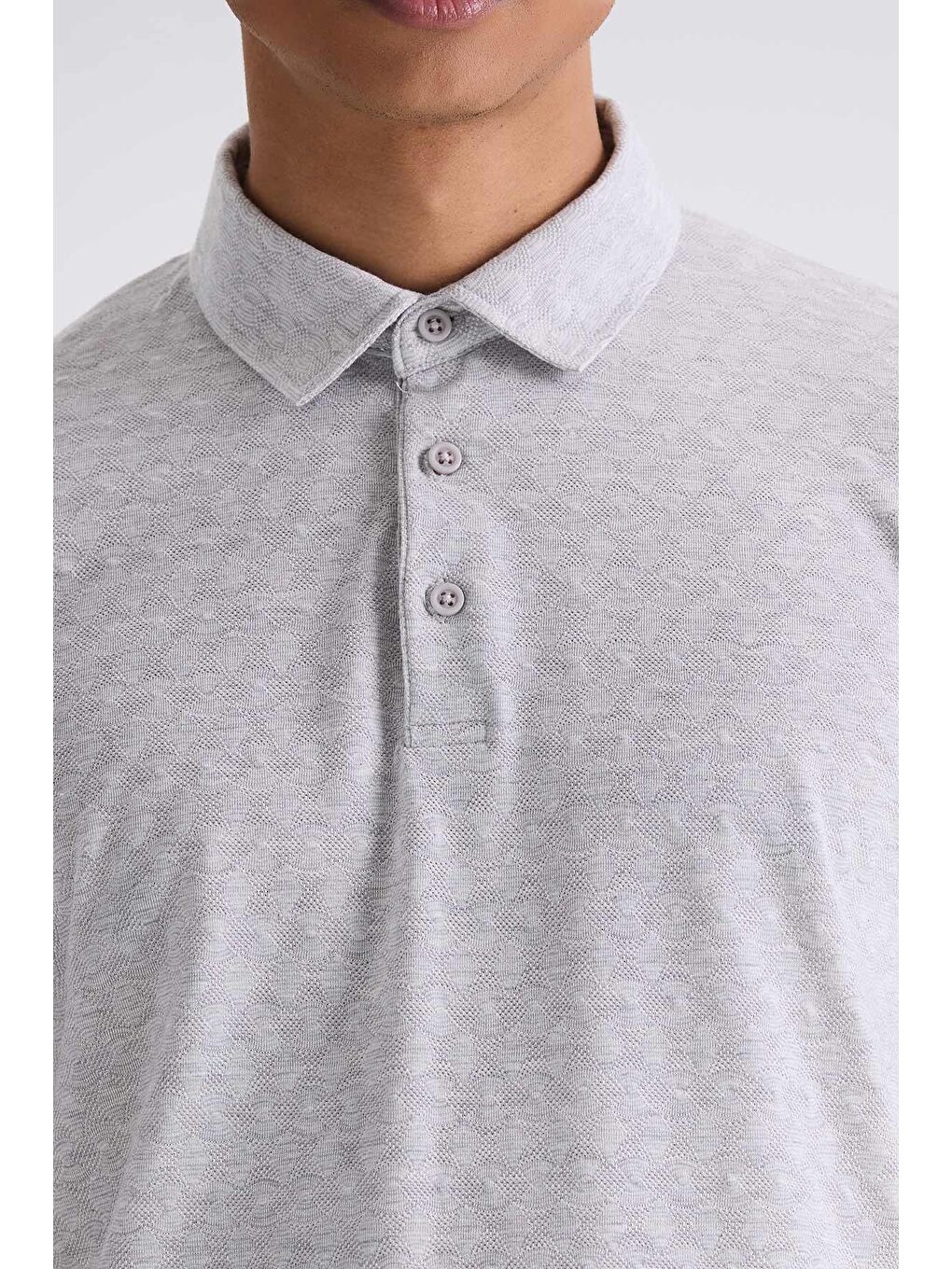 Gri Slim Fit Polo Yaka T-Shirt-2