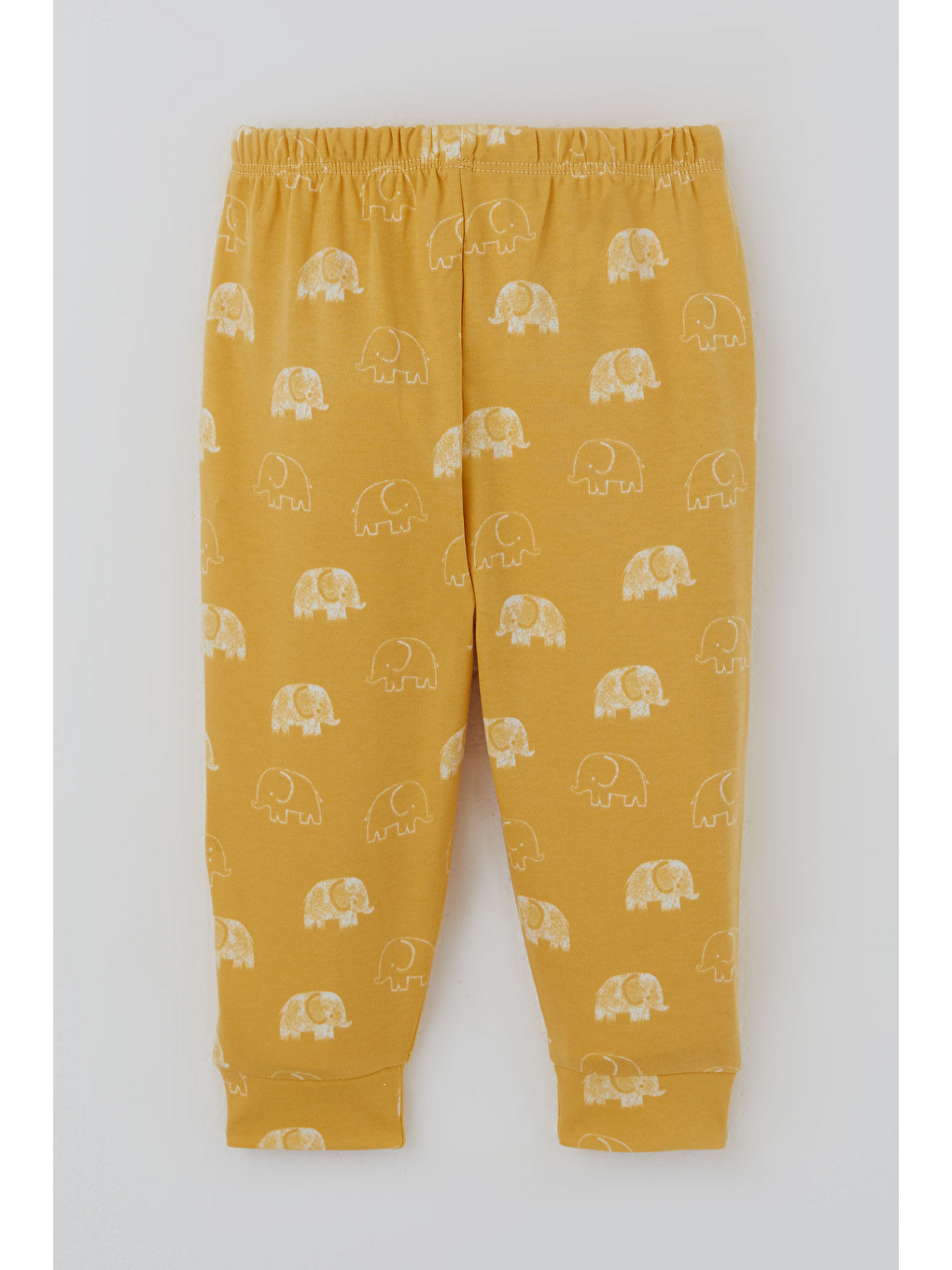 Erkek Bebek Pijama Takımı Sevimli Bebek Fil Desenli Önden Çıtçıtlı Hardal Sarı (4 Ay - 1 Yaş)-4