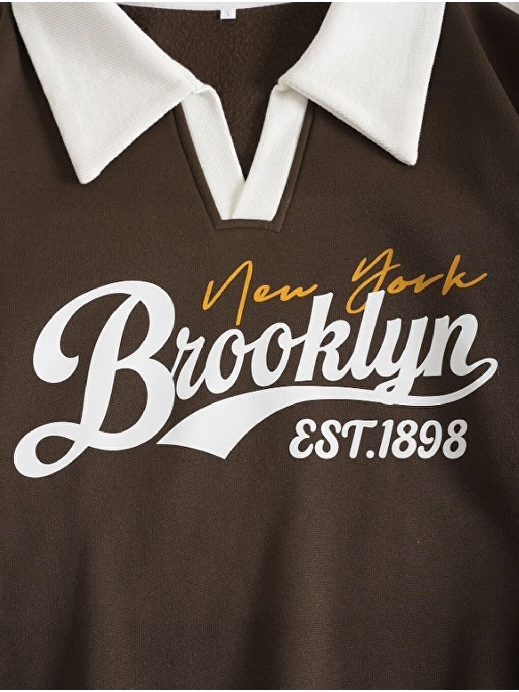 Brooklyn Retro Kolej Sweatshirt Kahverengi-4