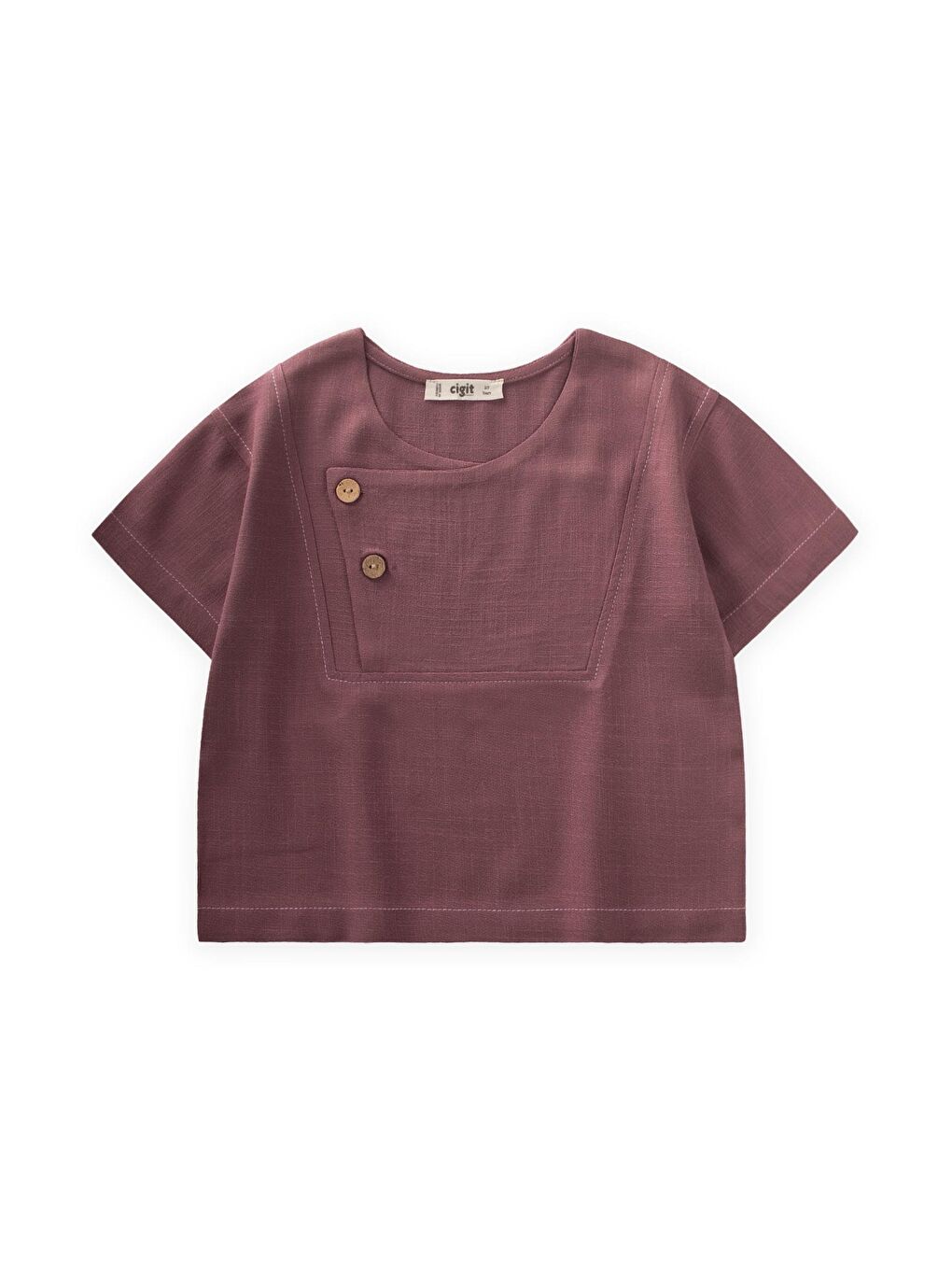 Mürdüm Kız Çocuk Keten Tişört