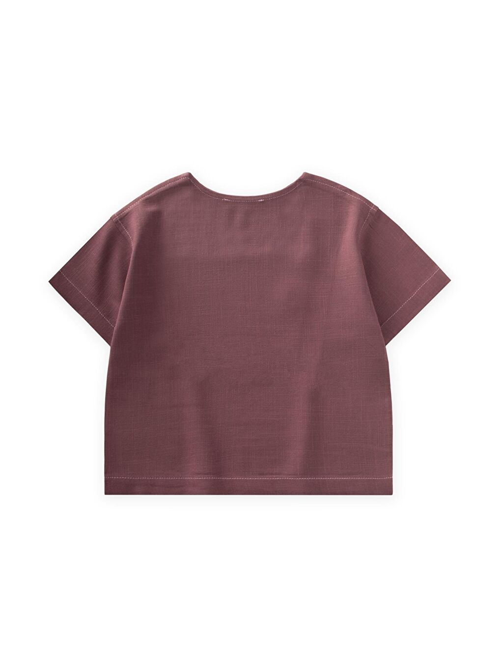 Mürdüm Kız Çocuk Keten Tişört-1