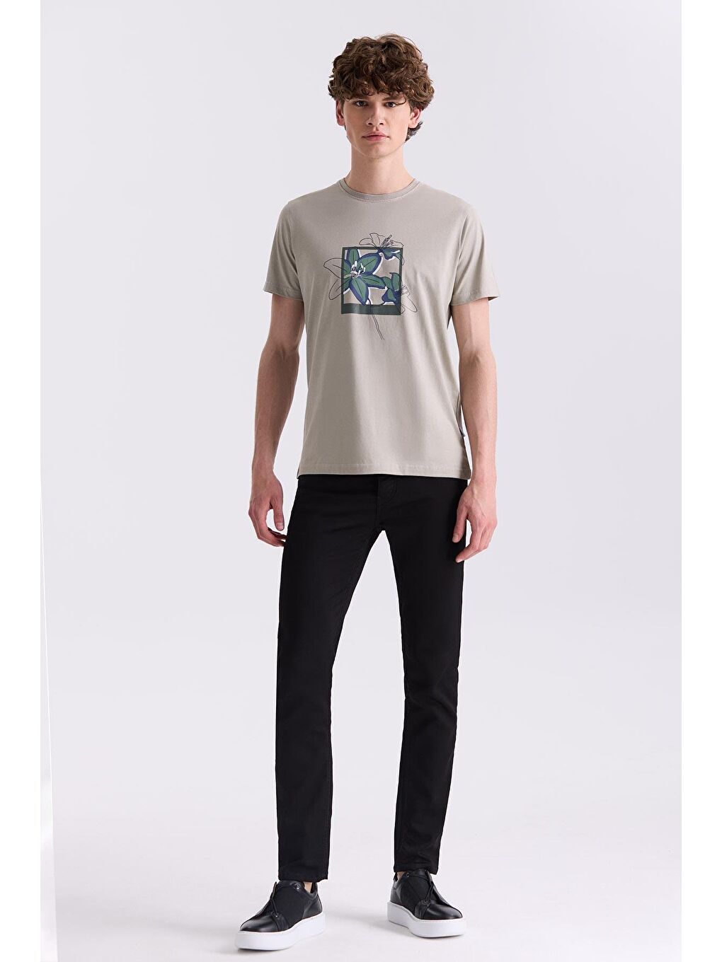 Yeşil Cağla Slim Fit Bisiklet Yaka T-Shirt