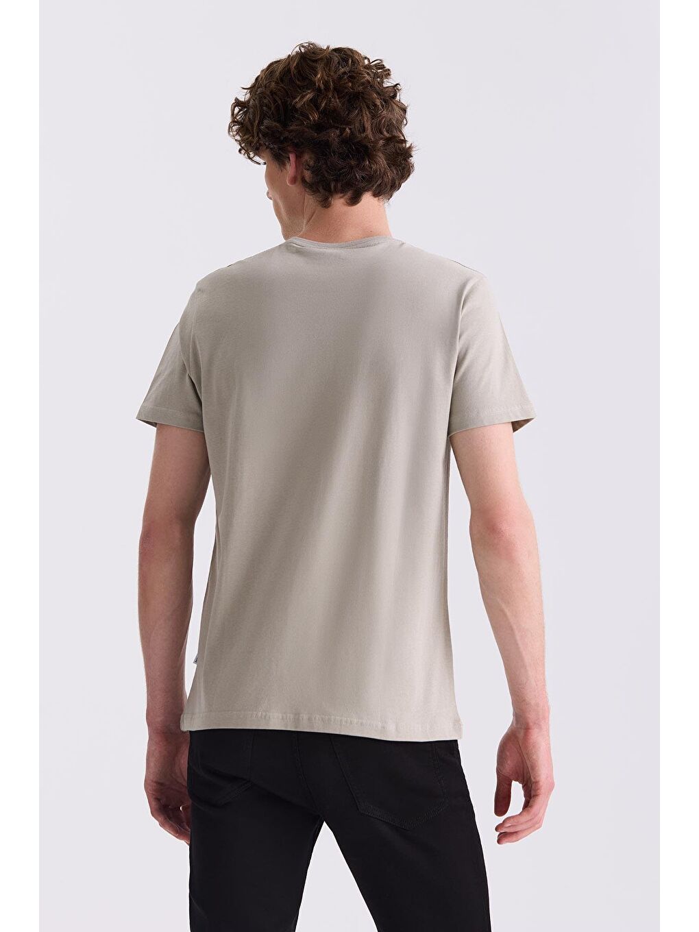 Yeşil Cağla Slim Fit Bisiklet Yaka T-Shirt-3