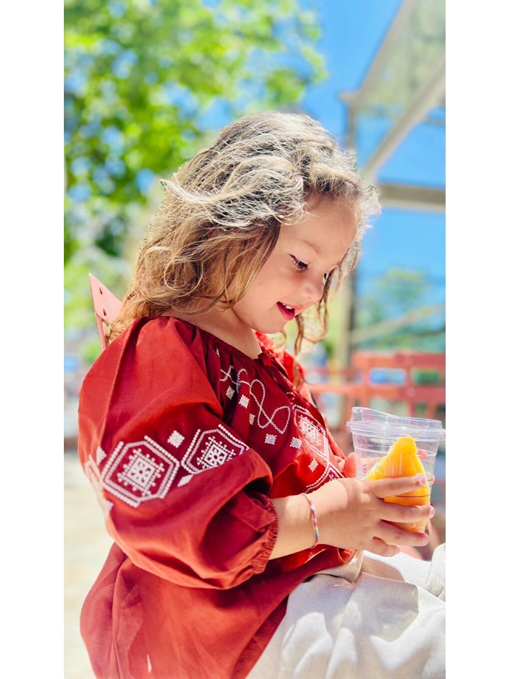 Kahverengi Kol Ve Ön Nakışlı Keten Pantolon Takım 2-7 Yaş Taba-1