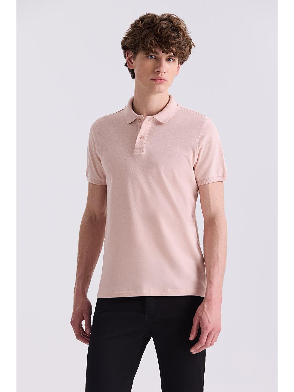 Pembe Pudra Slim Fit Polo Yaka T-Shirt