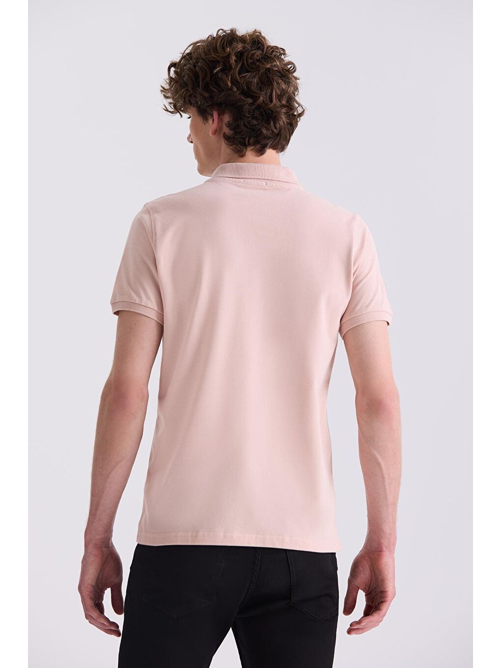 Pembe Pudra Slim Fit Polo Yaka T-Shirt-3