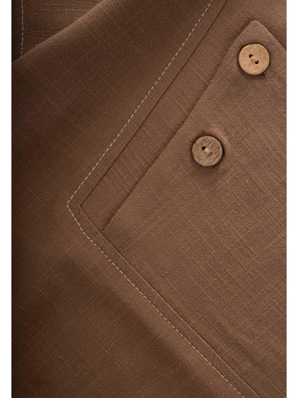 Kahverengi Kız Çocuk Keten Tişört-2