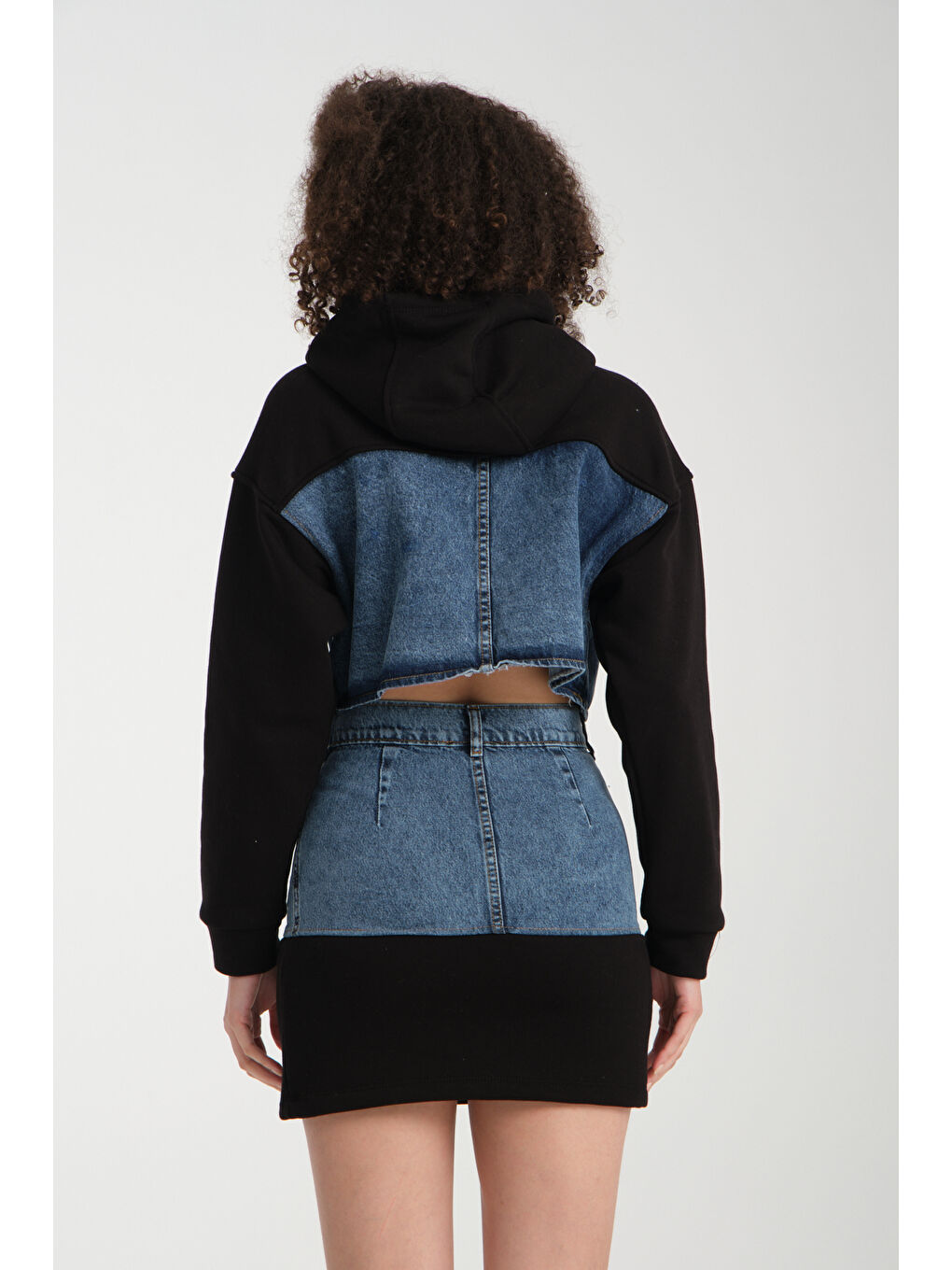 Siyah Kadın Denim Etekli Takım 1077-3