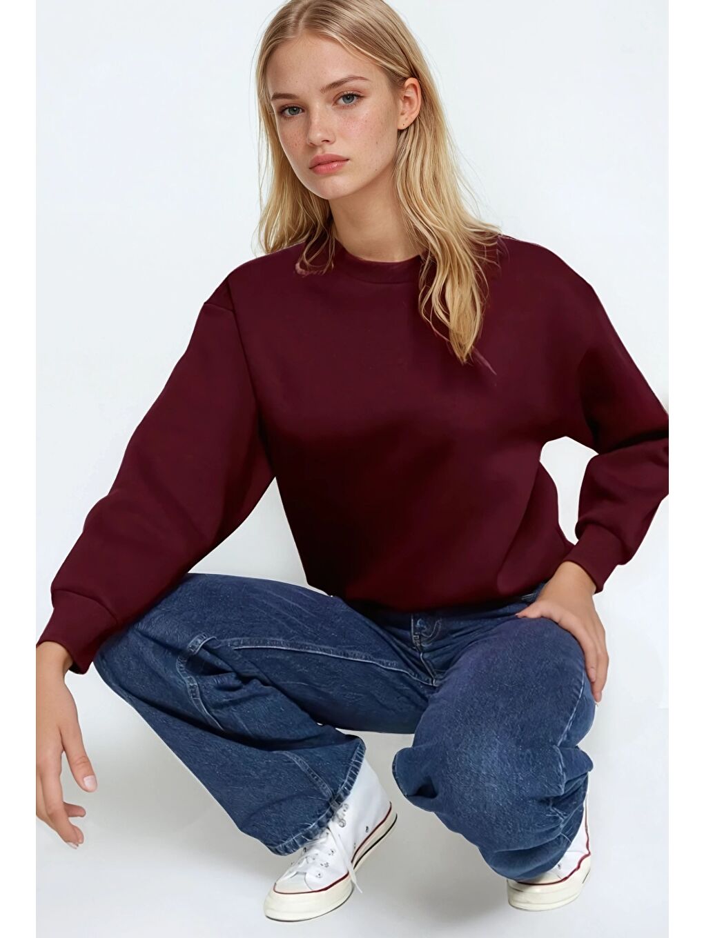 Basic Bordo Oversize Sweatshirt
