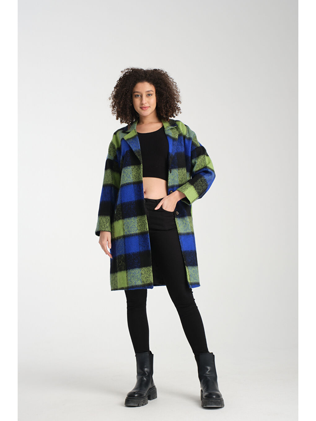 Mavi Kadın Kaşe Kaban K-39