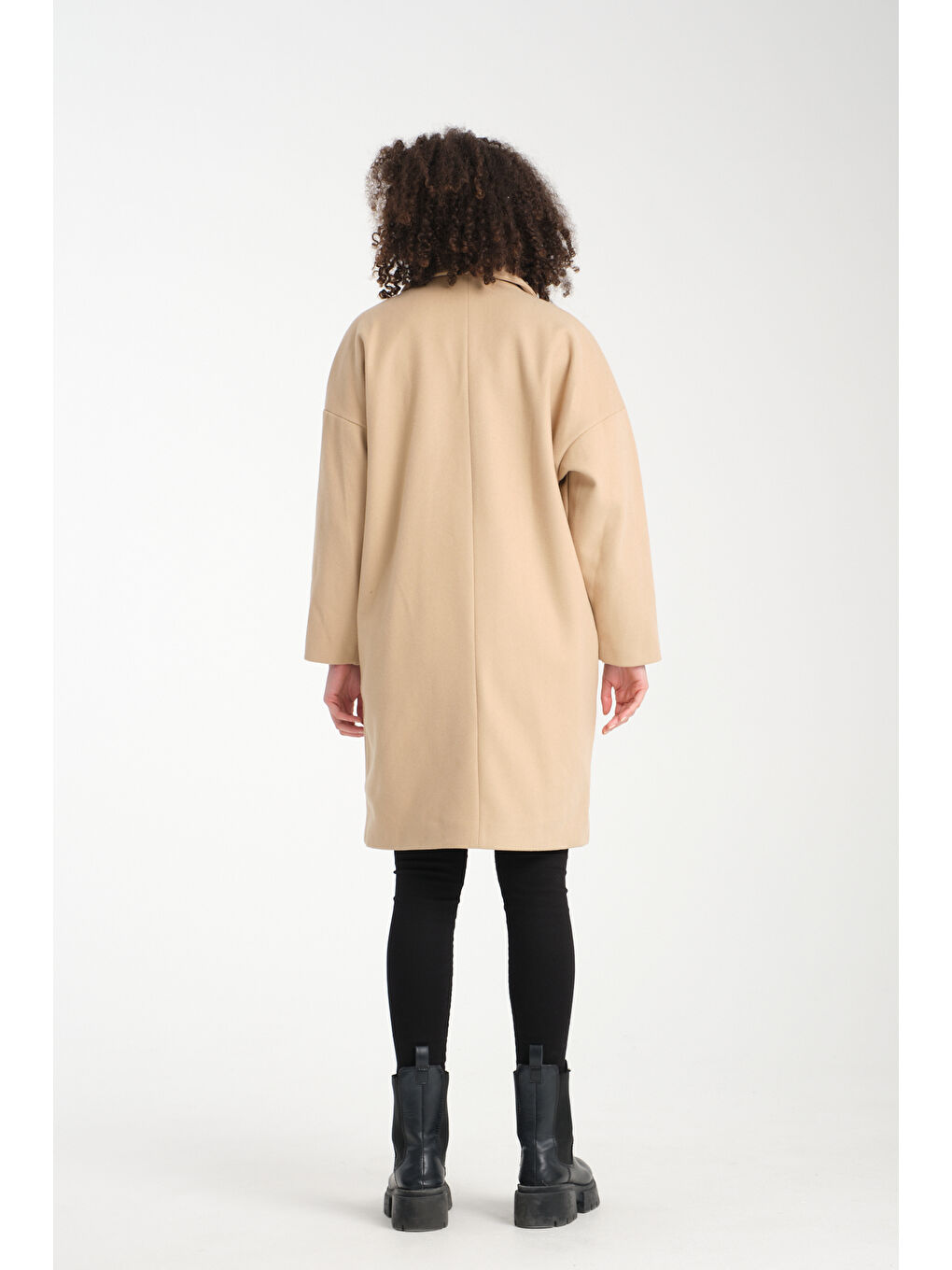 Ekru Kadın Kaşe Kaban K-39-3