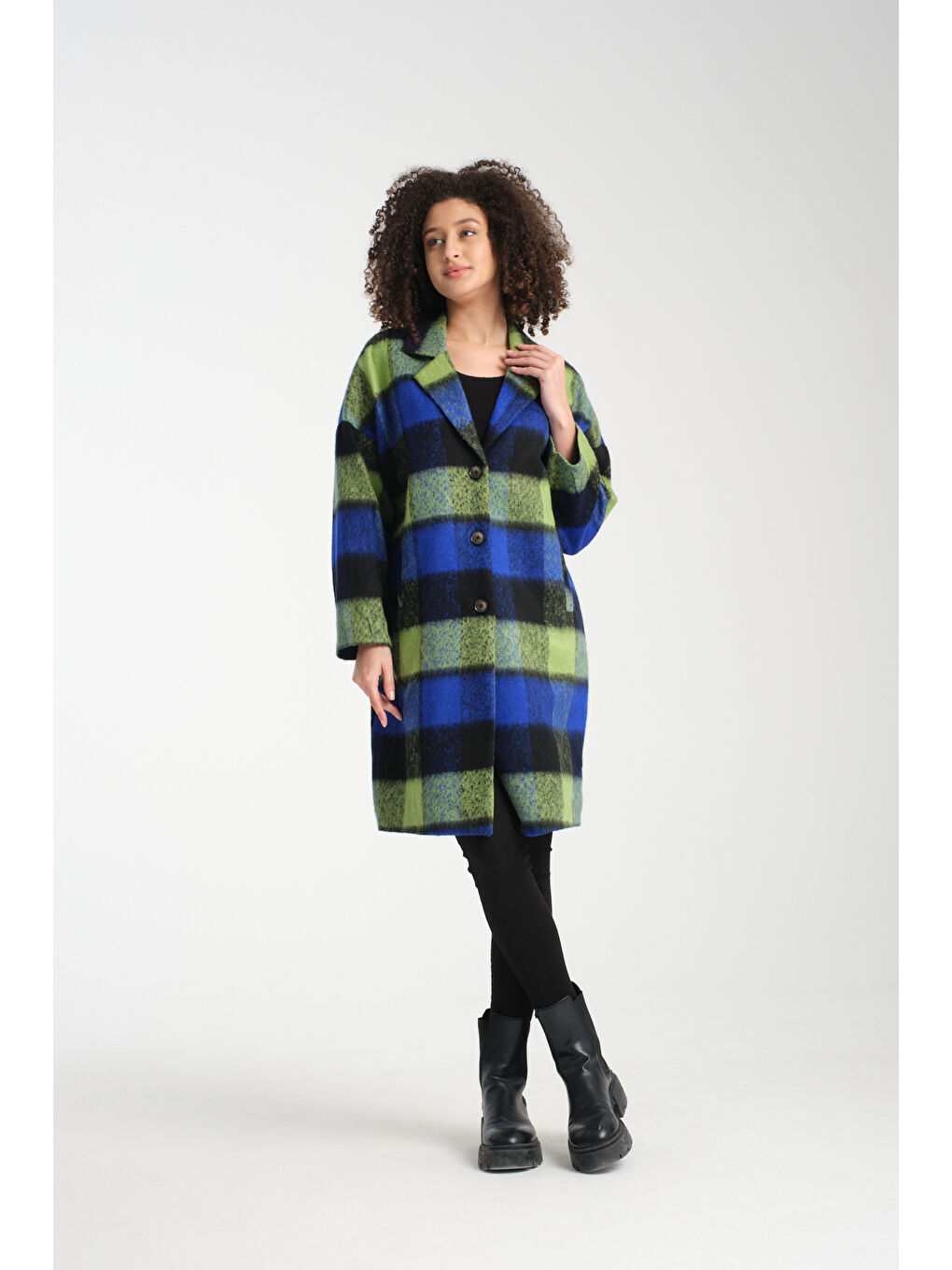 Mavi Kadın Kaşe Kaban K-39-1