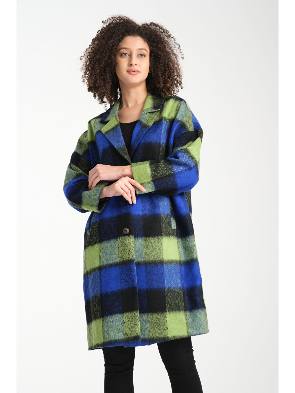 Mavi Kadın Kaşe Kaban K-39-2