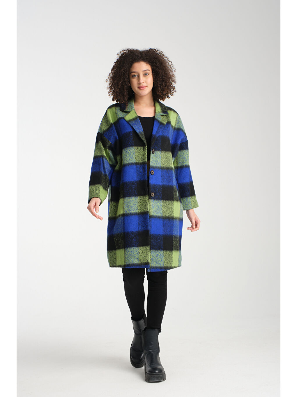 Mavi Kadın Kaşe Kaban K-39-4