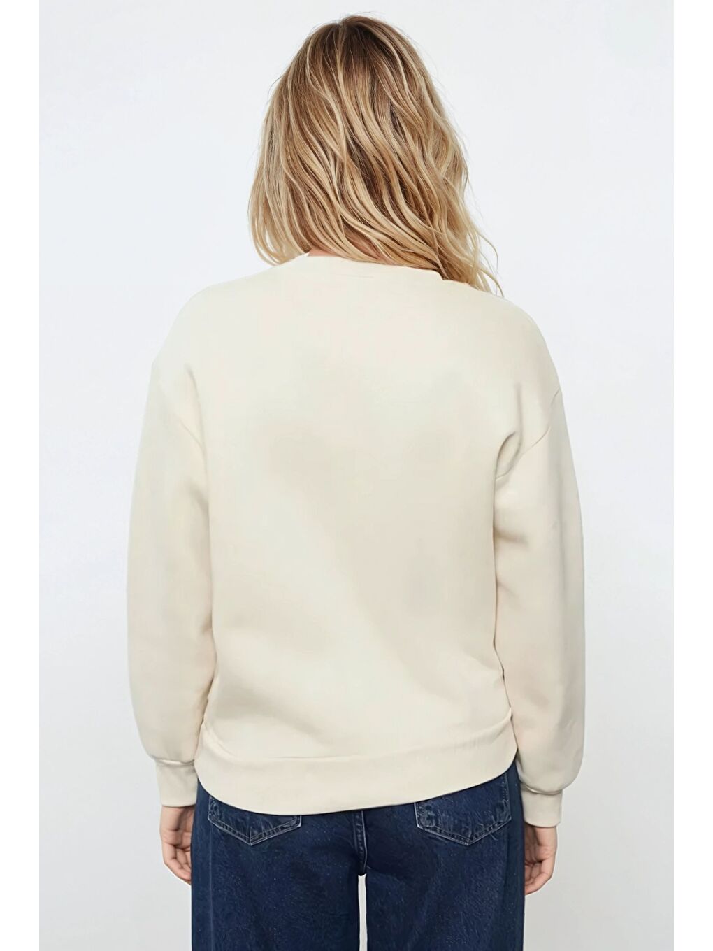 Basic Ekru Oversize Sweatshirt-2