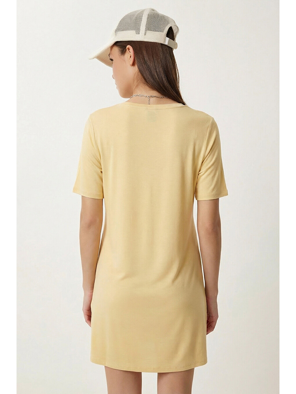 Sarı Basic Uzun Örme T-shirt SARI LEX0022-3