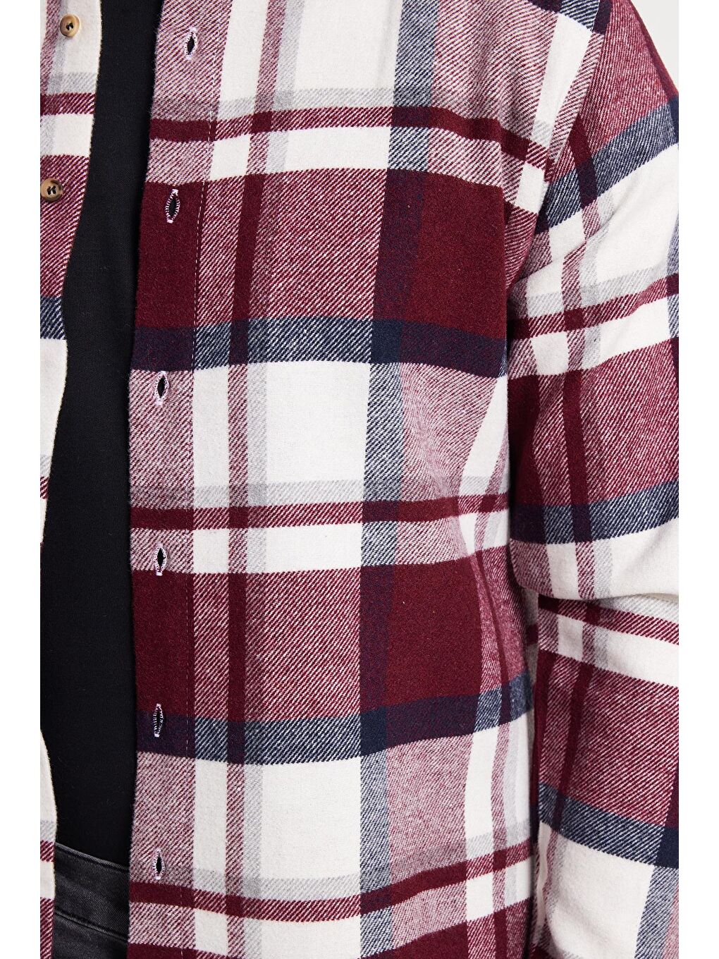 Bordo Erkek Slim Fit Dar Kesim Kareli Kışlık Oduncu Gömlek-3