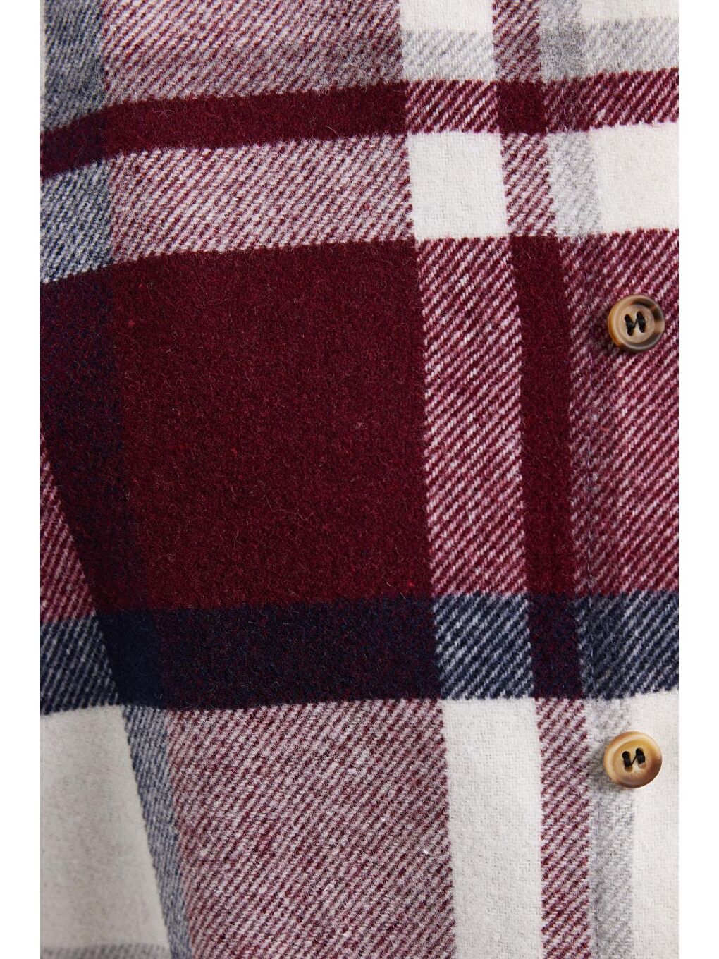 Bordo Erkek Slim Fit Dar Kesim Kareli Kışlık Oduncu Gömlek-4