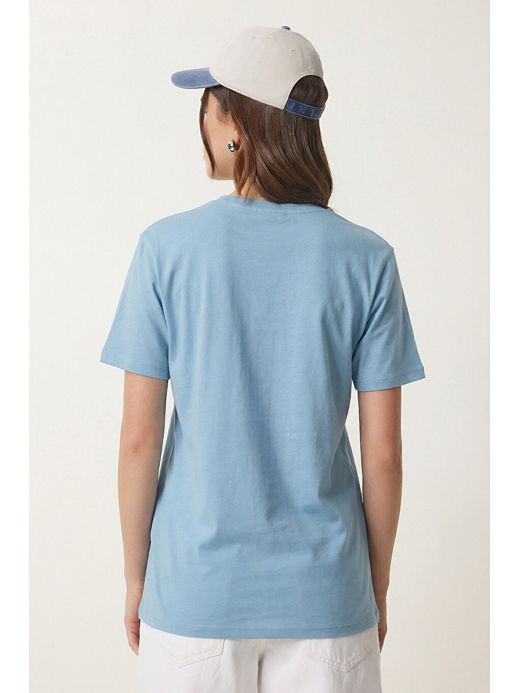 Mavi Baskılı Örme T-shirt GÖK MAVİ LEX0021-3