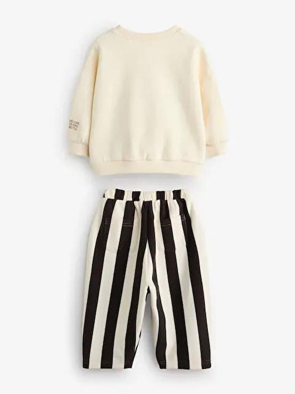 Karışık Kız Çocuk Pamuklu Kabartma Yazılı Sweatshirt Ve Çizgili Pantolon Alt-Üst Takım - Günlük Takım-2