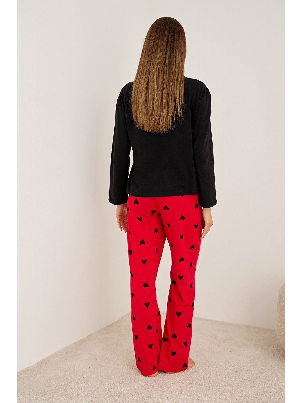 Kırmızı Pamuklu Örme Pijama Takım7948-2