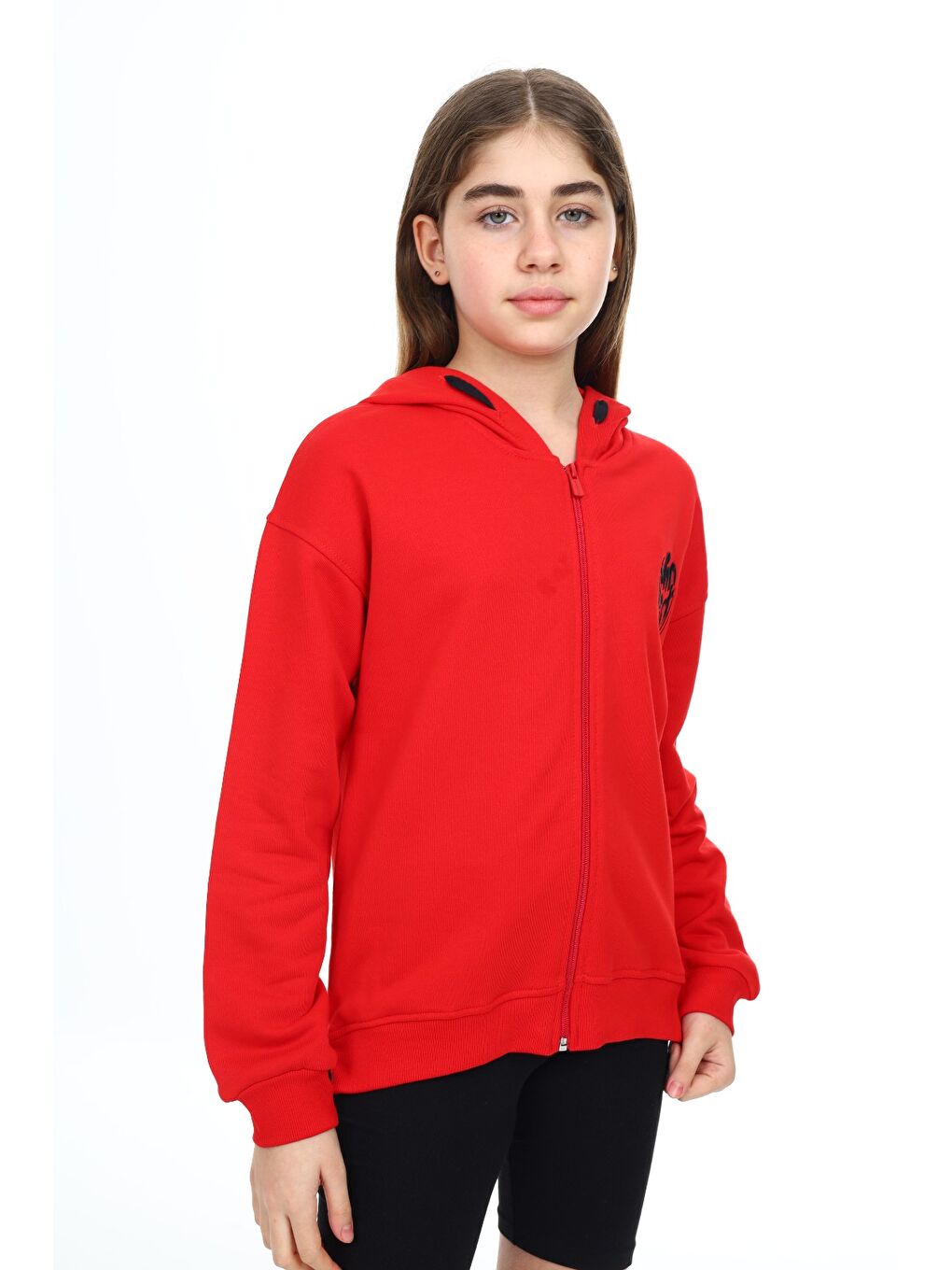 Toontoykids Kırmızı Kız Çocuk Nakışlı Hırka - 1