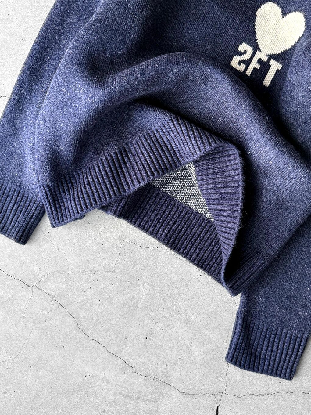 Erkek Desenli Oversize Triko Kazak Lacivert-6