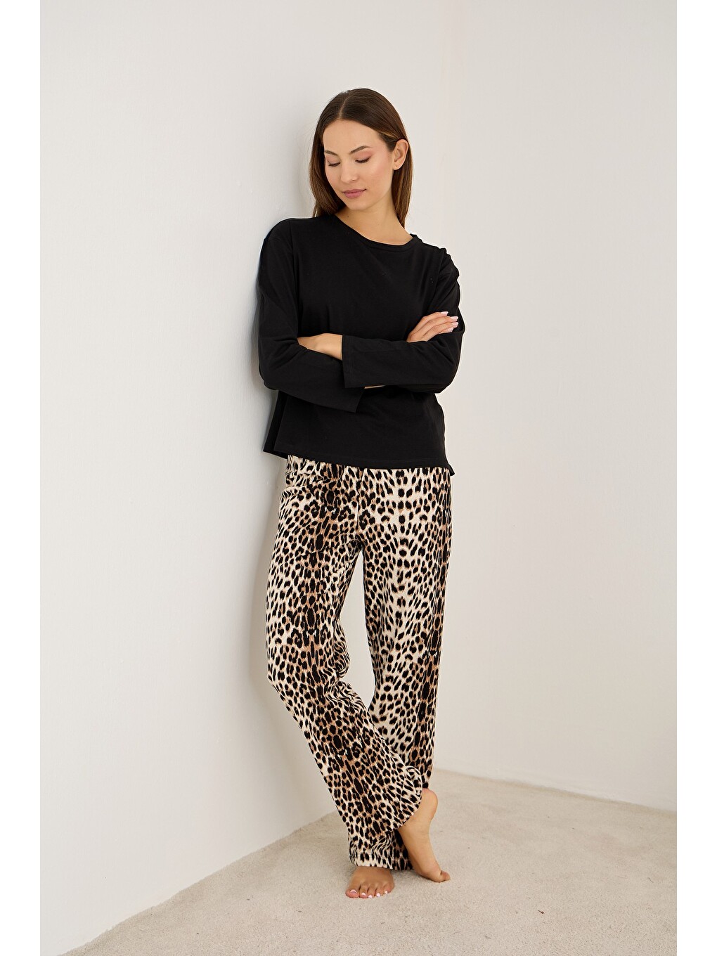 Karışık Pamuklu Örme Pijama Takım7948-1