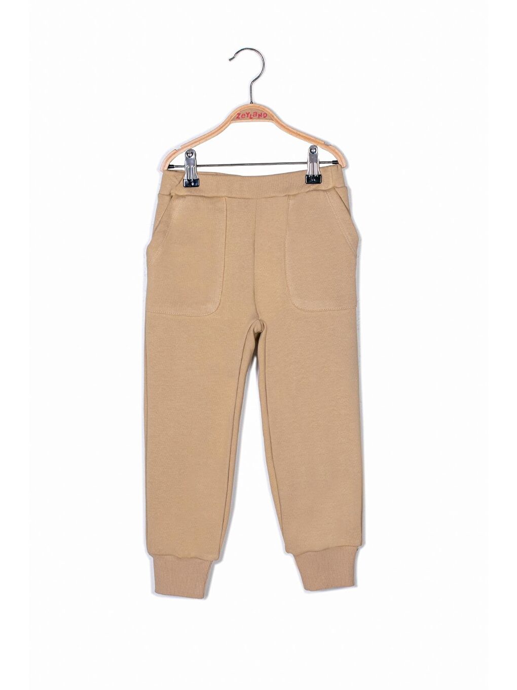 Bej Unisex Çocuk Cepli Eşofman Altı-1