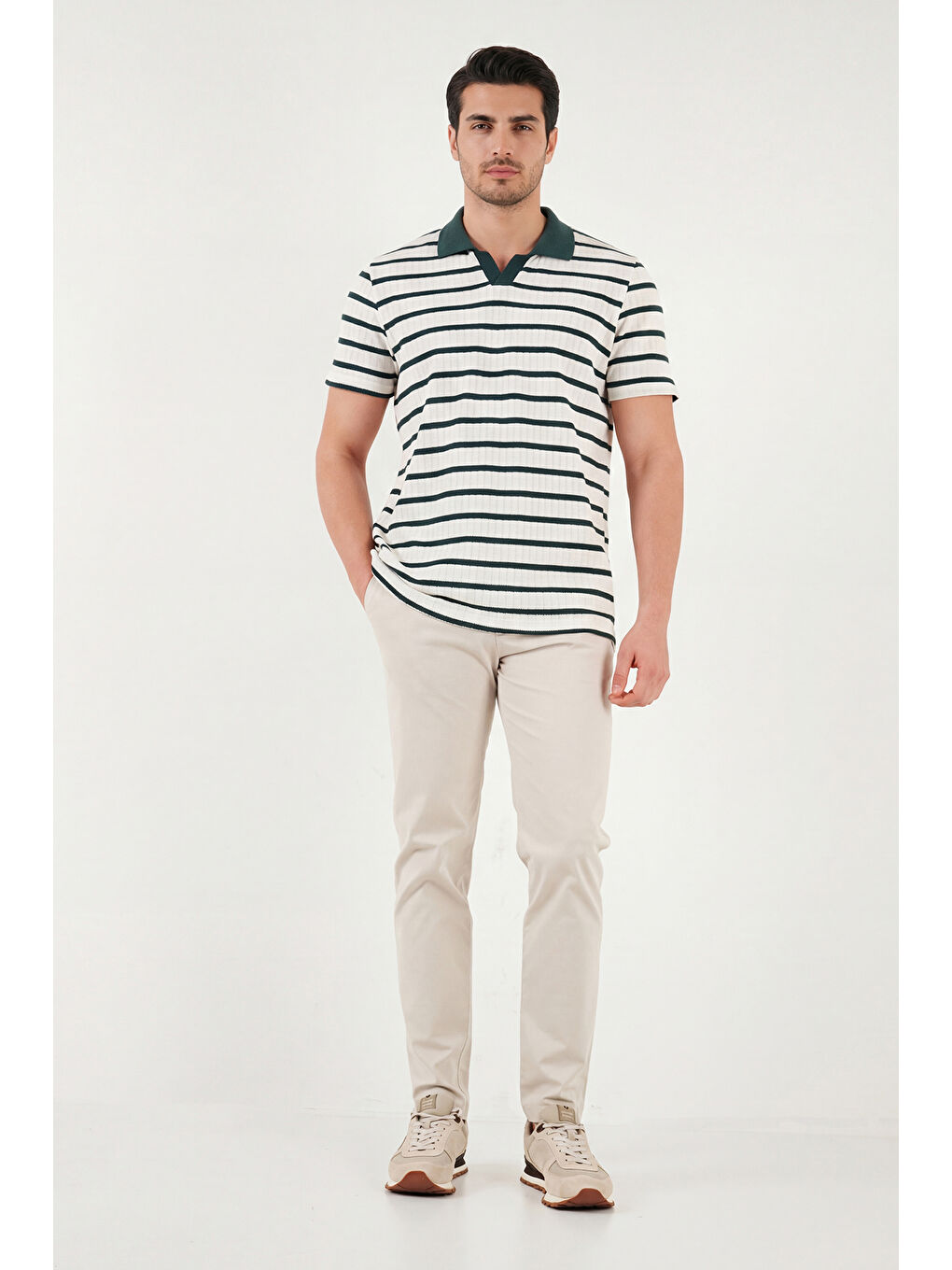 Yeşil Pamuklu Regular Fit Polo T Shirt 5904022-3