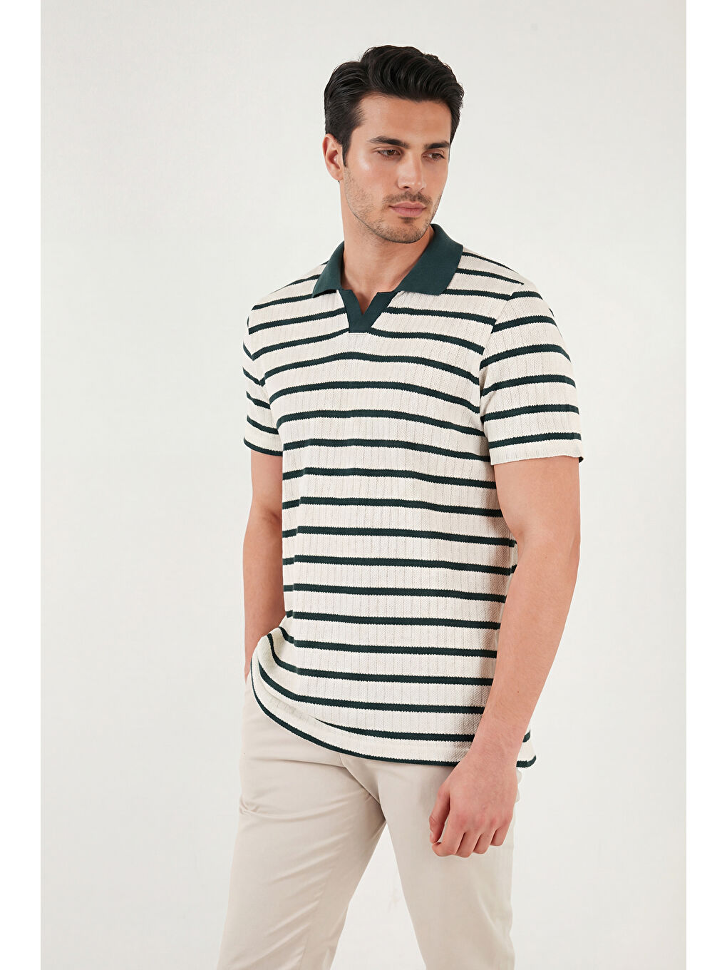 Yeşil Pamuklu Regular Fit Polo T Shirt 5904022-4