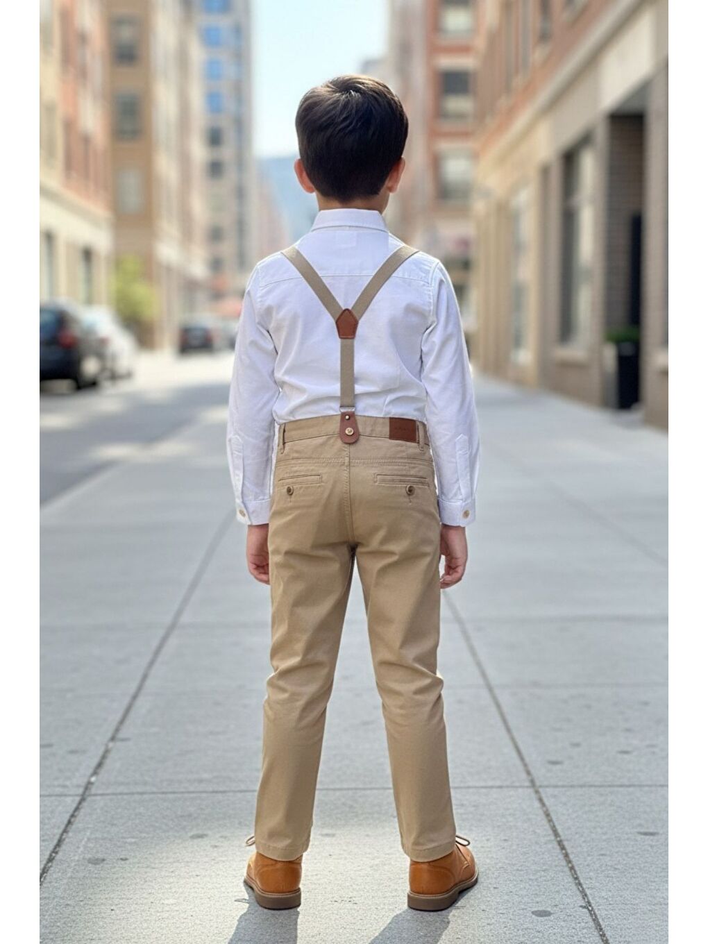 Sarı Erkek Çocuk Papyonlu Askılı İkili Takım-3