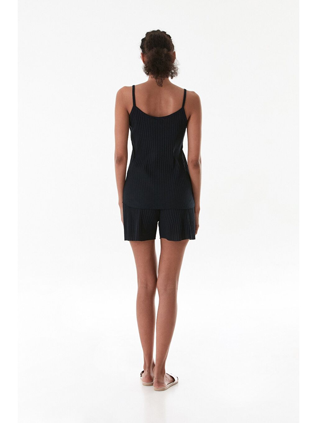 Lacivert Fitilli İp Askılı Şortlu Takım-3