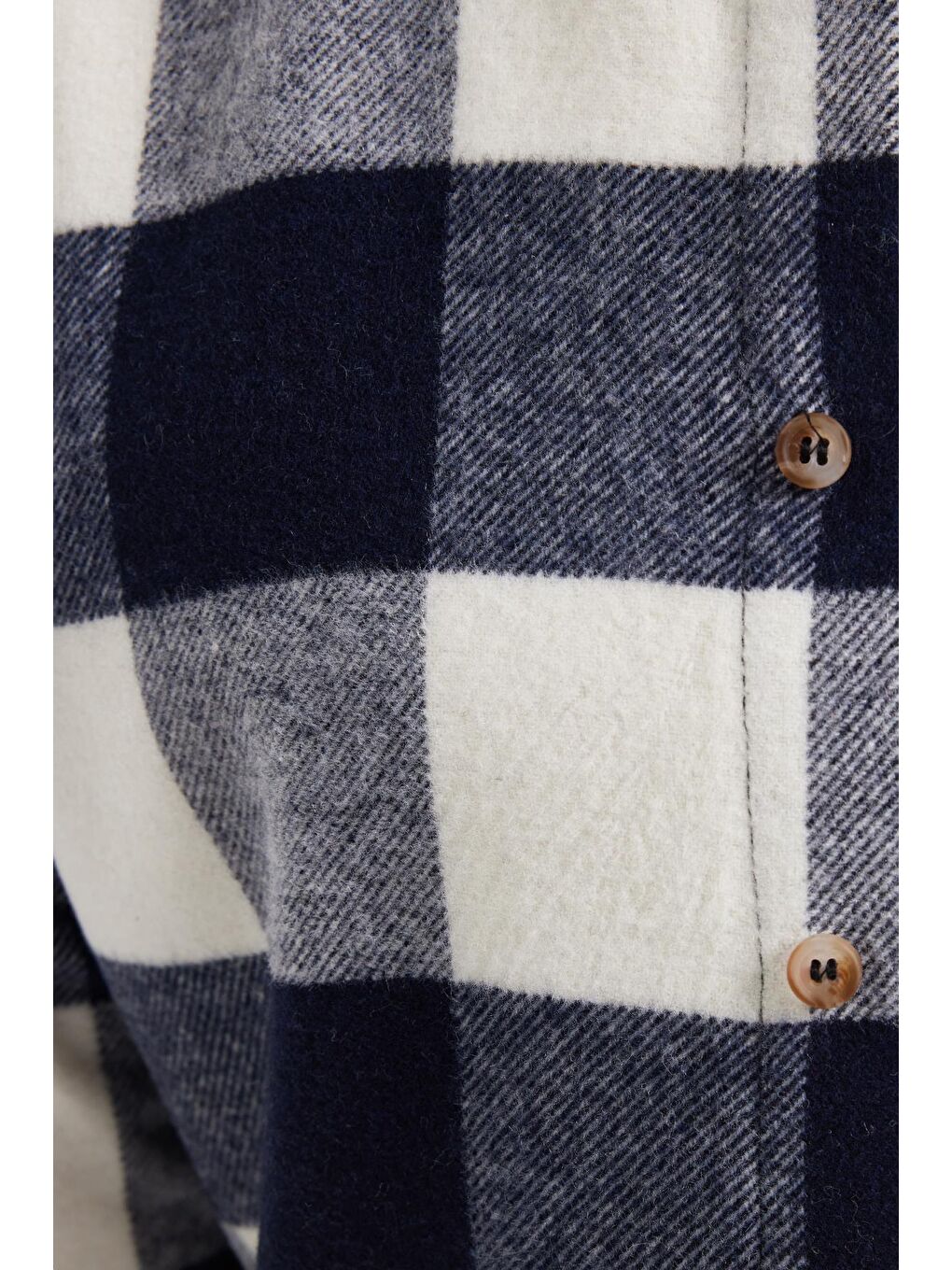 Lacivert Erkek Slim Fit Dar Kesim Kareli Kışlık Oduncu Gömlek-4