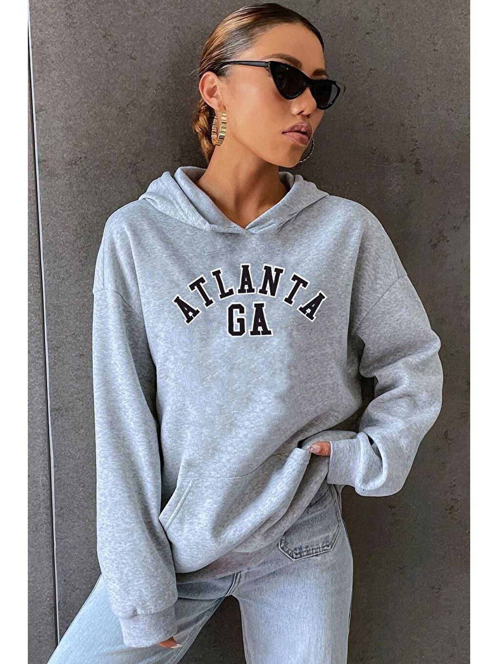 uyguntarz Gri Unisex Atlanta Baskılı Sweatshirt